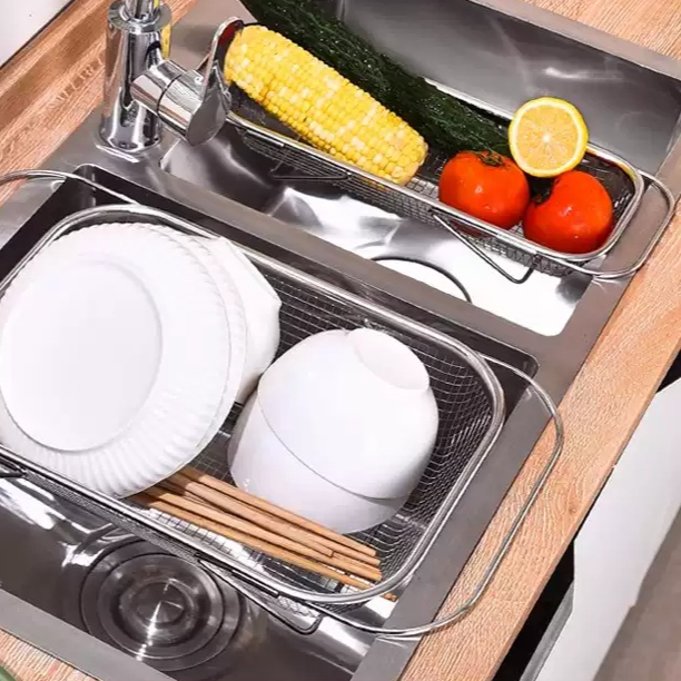 ステンレス製伸縮式排水バスケット