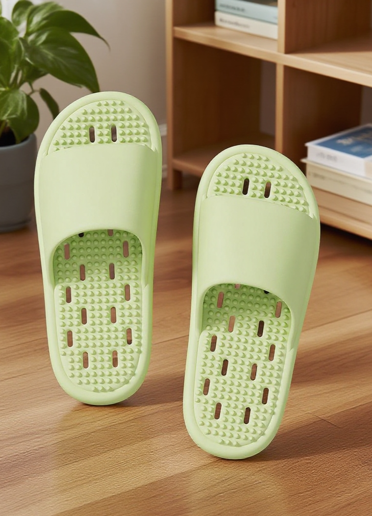 세련된 디자인의 여자 욕실 슬리퍼 디테일 샷