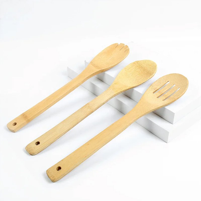 Wooden kitchenware spatula set