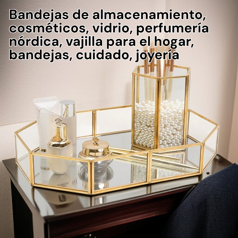 Bandeja organizadora de vidrio nórdico para cosméticos y perfumes