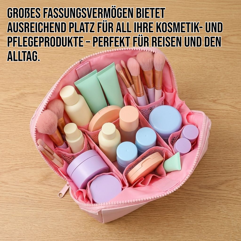 Tragbare Kosmetik- und Kulturtasche mit großem Fassungsvermögen und mehreren Fächern