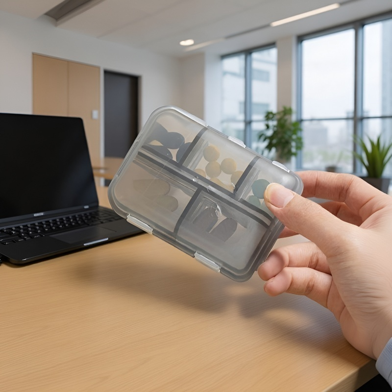 持ち運び可能な透明な仕切り付き密閉式ピルケース