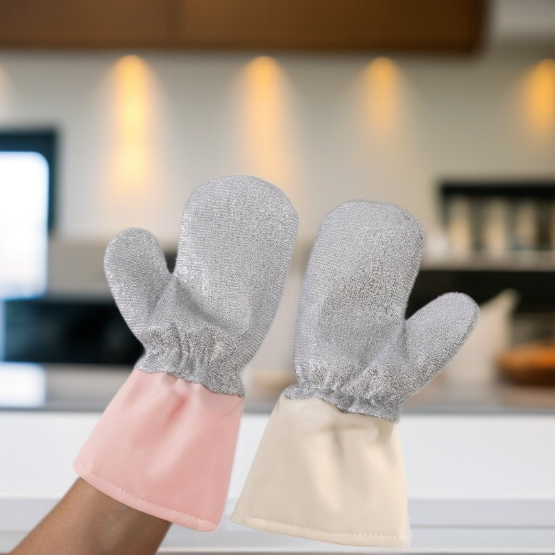Long Thick Waterproof Heat-Resistant Wire Gloves for Dishwashing and Oil Stain Removal