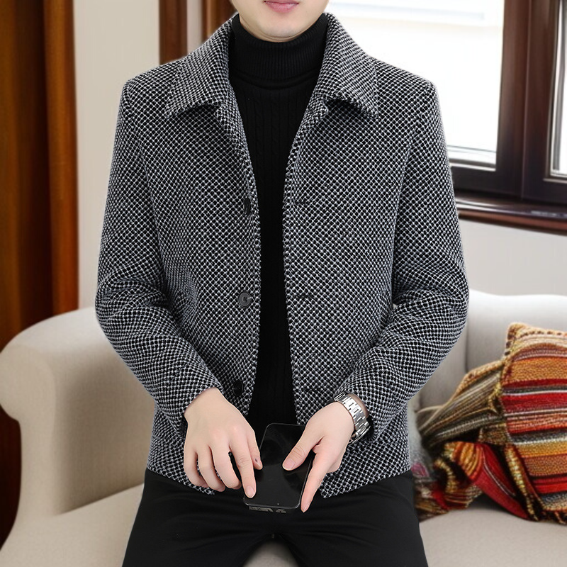 남자 기모직 재킷 도톰 기모직 재킷 데일리 통근 캐주얼 상의 가을 겨울 숏 코트