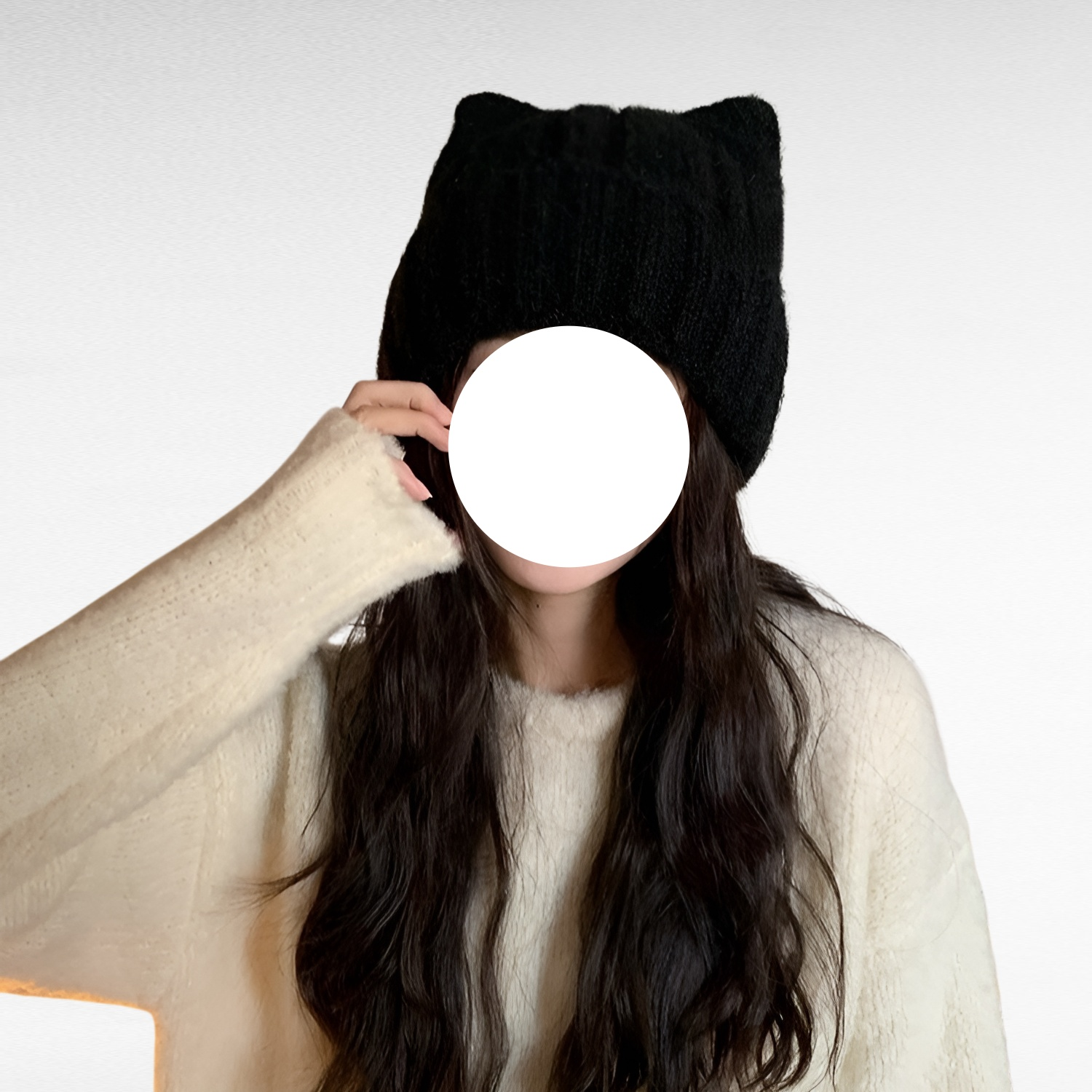 여성용 고양이 귀 니트 모자 4가지 색상 겨울 방한 귀여운 울모자 얼굴형 보정