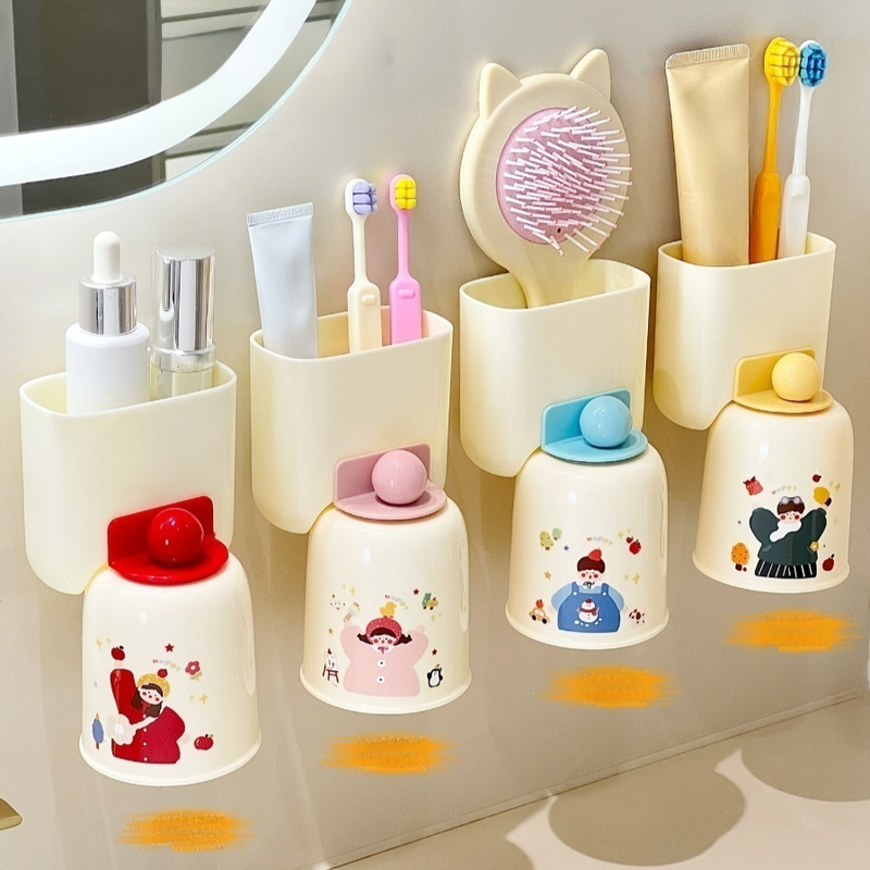 Soporte para cepillos de dientes sin taladro, montado por succión