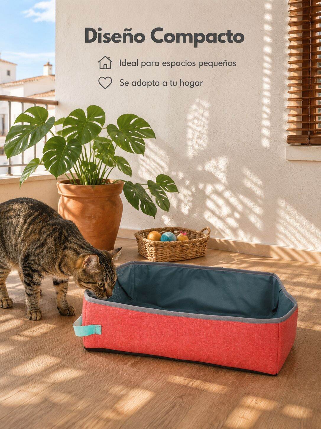 Baño para gatos portátil semi-envolvente