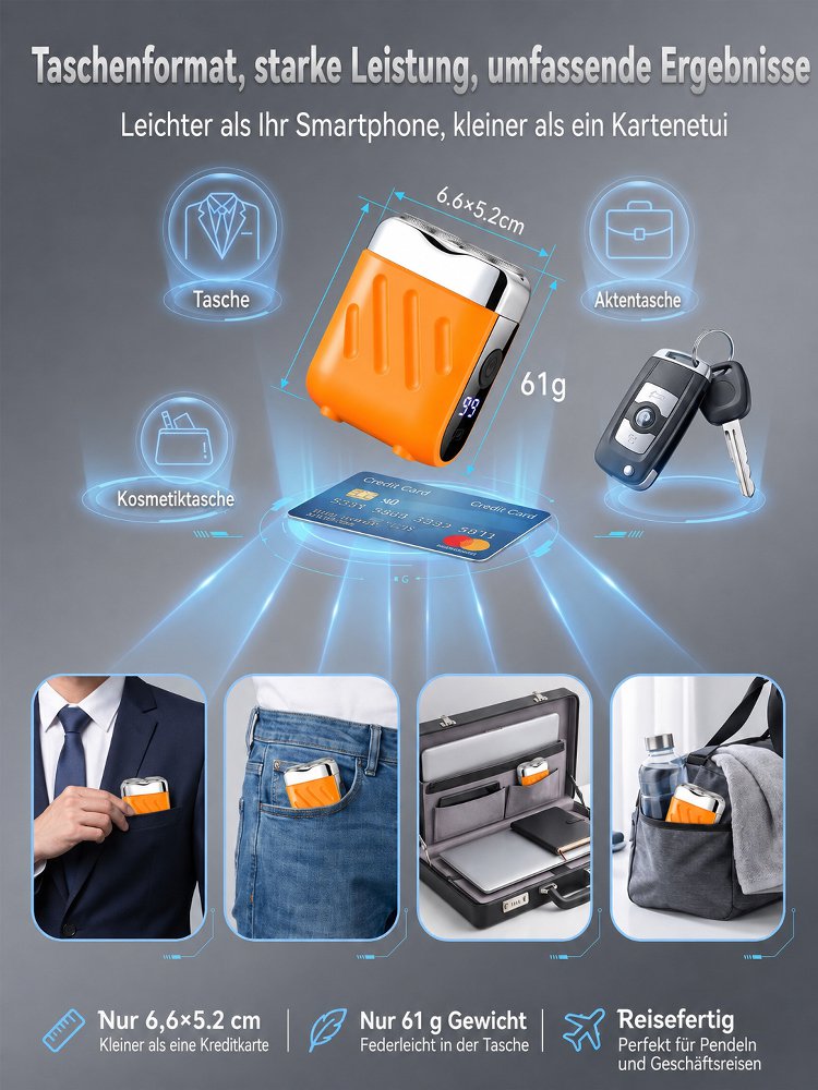 Neue Generation Doppelkopf-Taschenelektrorasierer