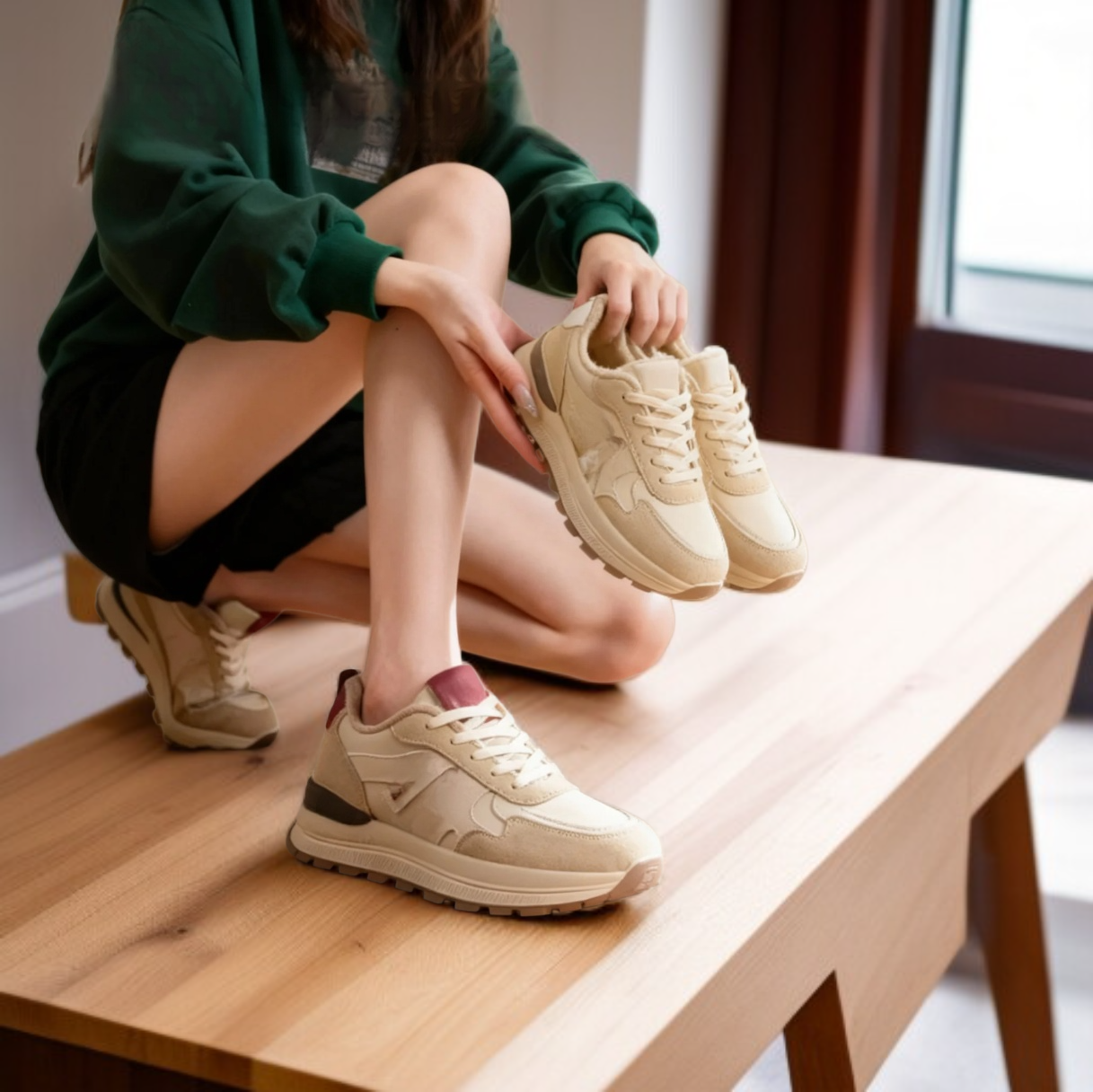 加絨厚底輕便德訓鞋