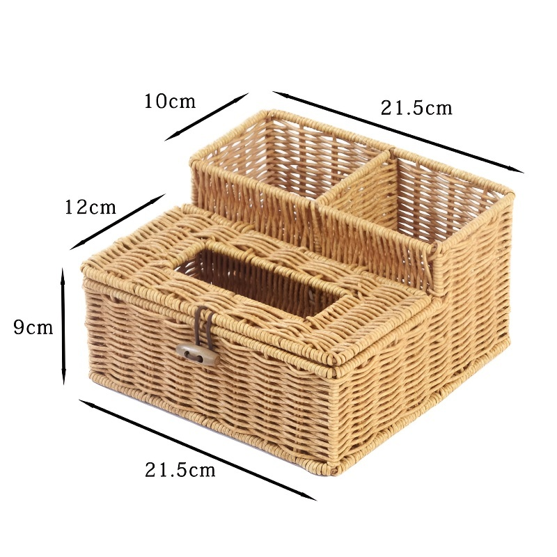 라탄 느낌 다기능 티슈케이스 거실 식당 테이블 수납함
