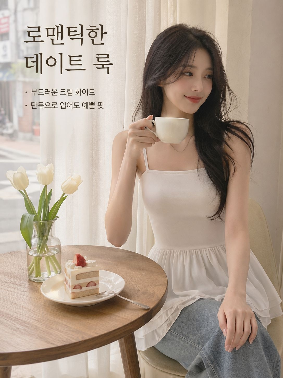 한국 스타일 빈티지 프릴 끈 원피스
