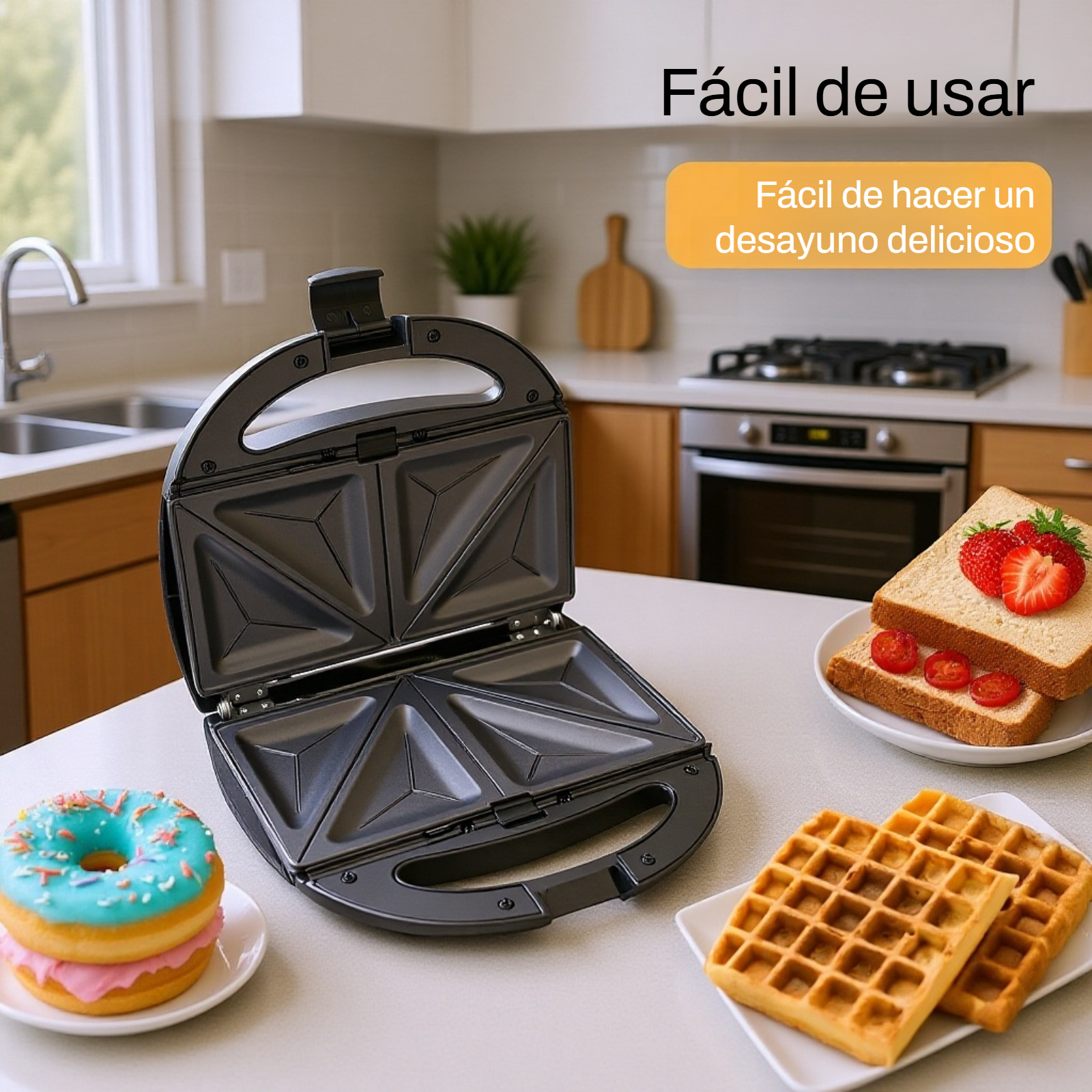 Sándwiches recién hechos con máquina multifuncional de desayuno
