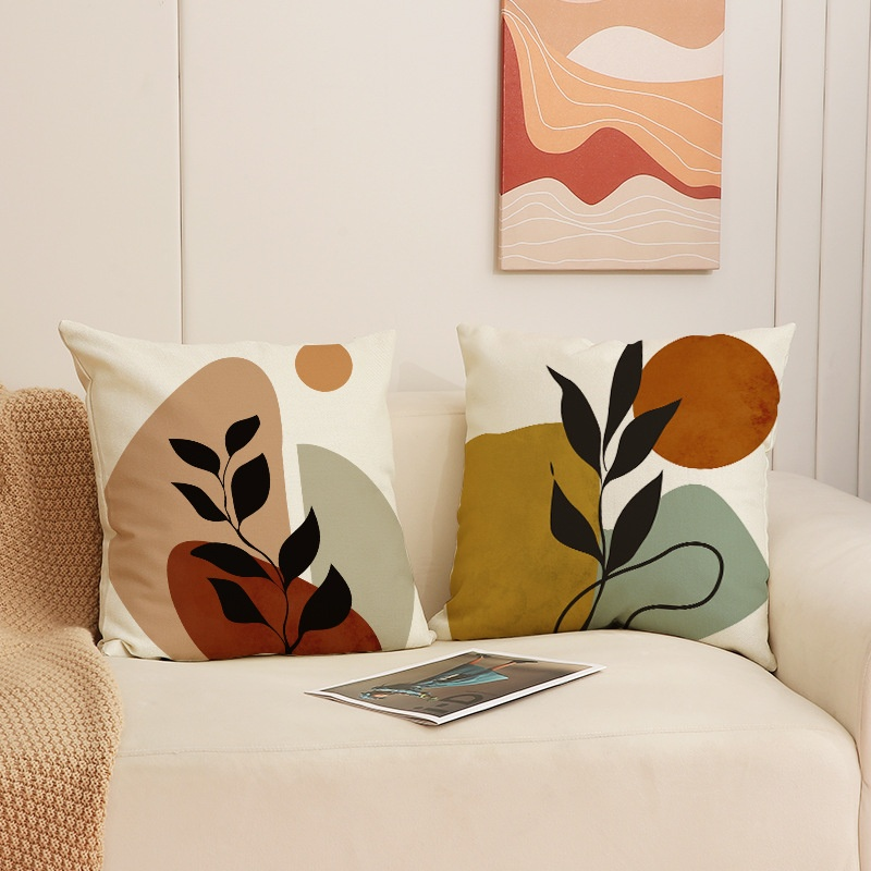 Olive leaf sunset linen pillowcase