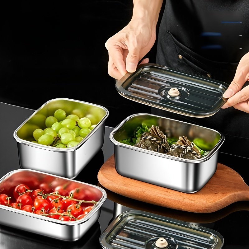 กล่องอาหารกลางวันแบบพกพา ทำจากสแตนเลสเกรดอาหาร ปิดผนึกสุญญากาศ