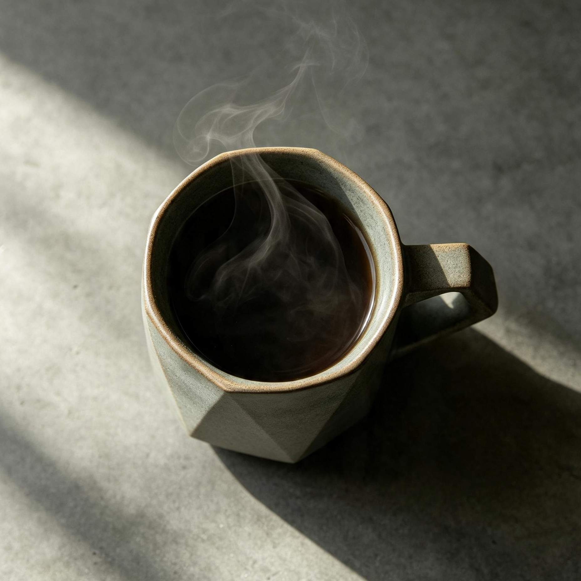 Black ceramic mug with minimalist design
