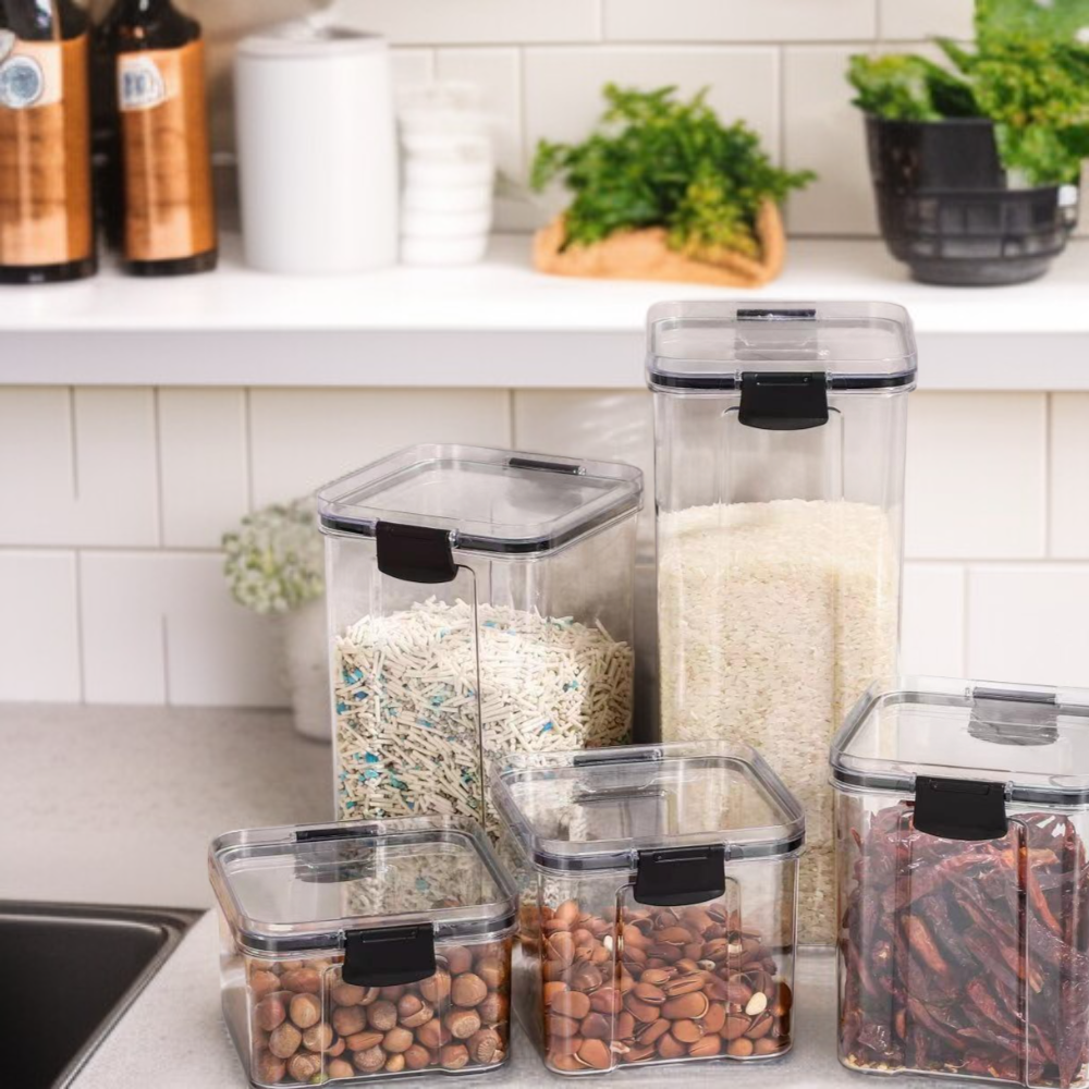 Légmentes konyhai tárolóedény gabonafélékhez, teához és rágcsálnivalókhoz