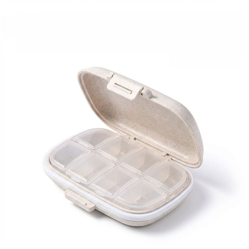 Wheat Straw Portable Moisture-Proof Pill Case with Compartments