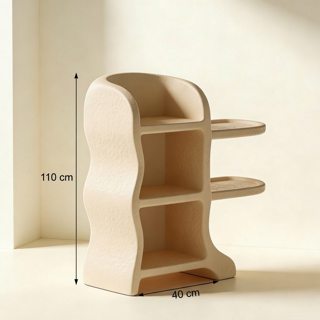 책과 소품을 정리한 다층 책장 선반