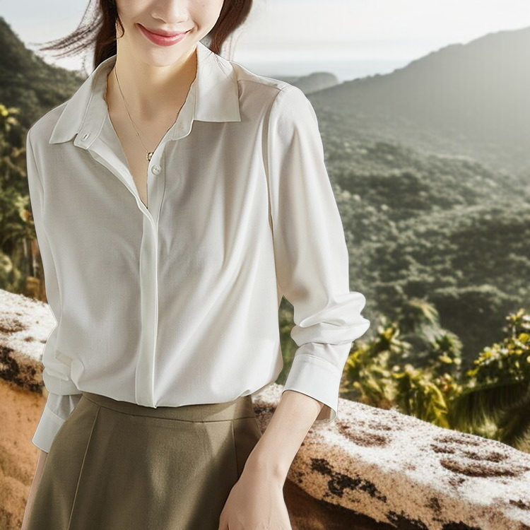 봄 한범 여 긴팔 셔츠 솔리드 이너 쉬폰 상의 봄 한범 긴팔 셔츠 이너 쉬폰 셔츠