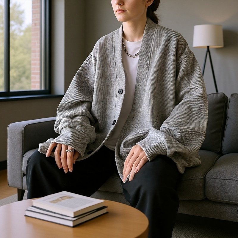 Woll-Cardigan-Jacke im Lazy-Stil für Herren im Frühling und Herbst, moderner jugendlicher Pullover o