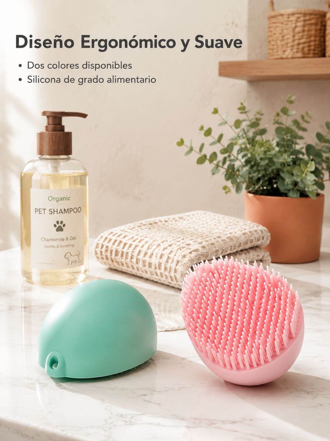 Cepillo de baño de silicona para mascotas, limpieza y masaje