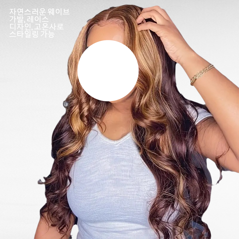 자연스러운 웨이브 가발, 레이스 디자인, 고온사로 스타일링 가능