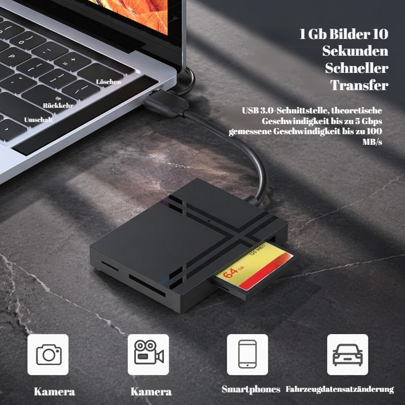USB3.0 5-in-1 Kartenleser Type-C Multifunktion CF/SD/TF/MS/M2 gleichzeitiges Lesen