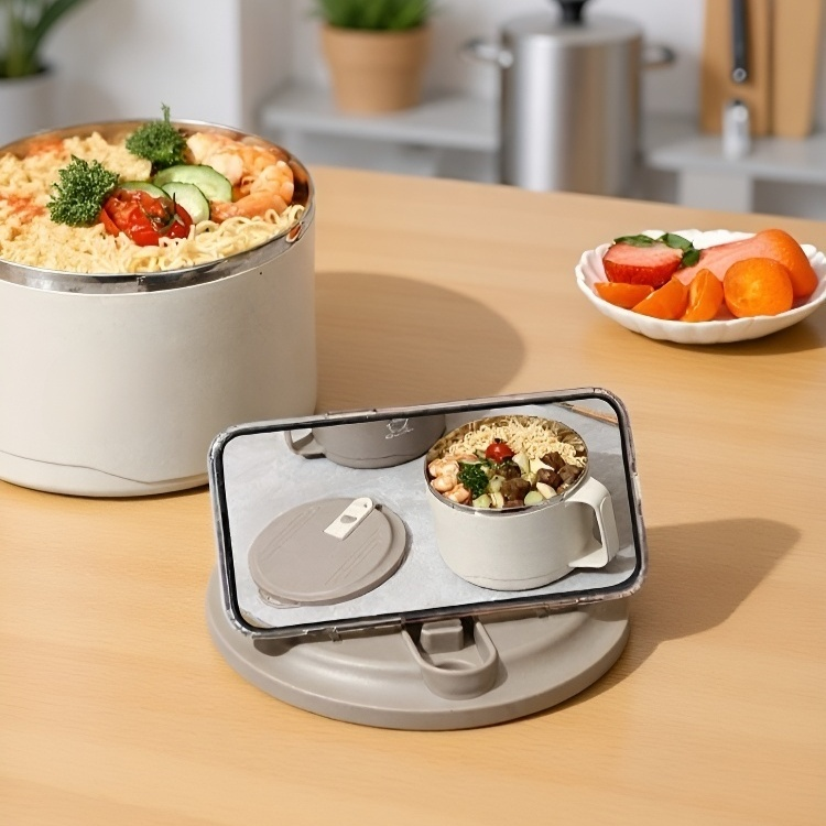 스테인리스 도시락 뚜껑 및 밀폐 상태 이미지