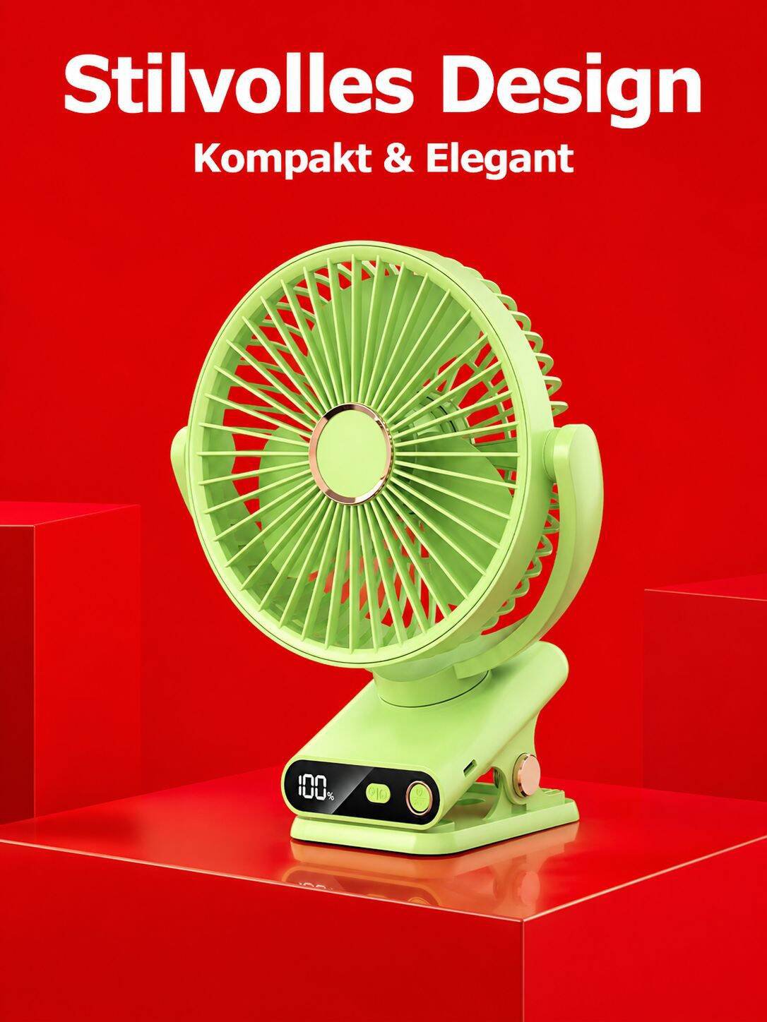 Tischventilator mit Klemme, automatische Oszillation, USB-betrieben