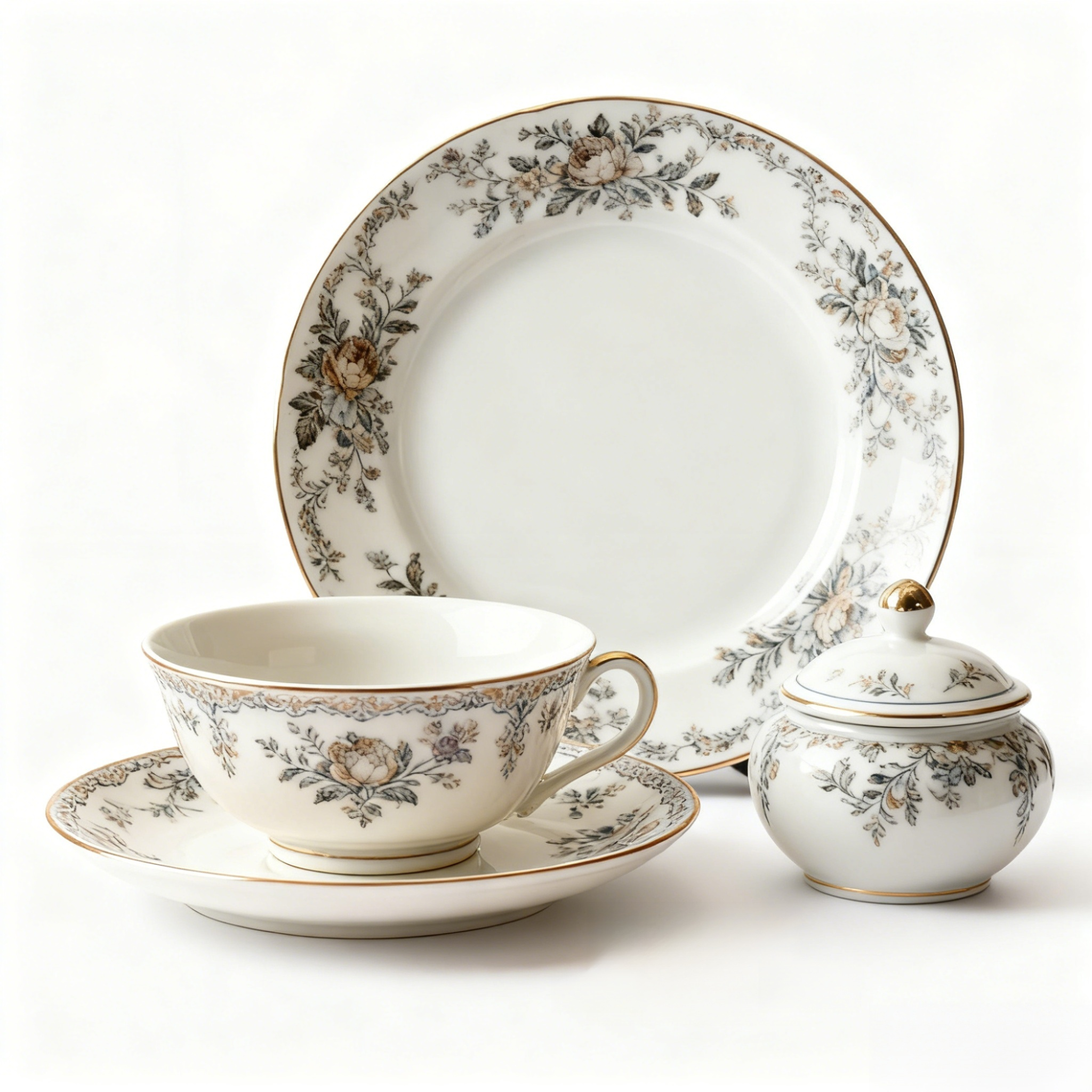  เซตจานชามมีลวดลายสวยงาม (2 เซต)