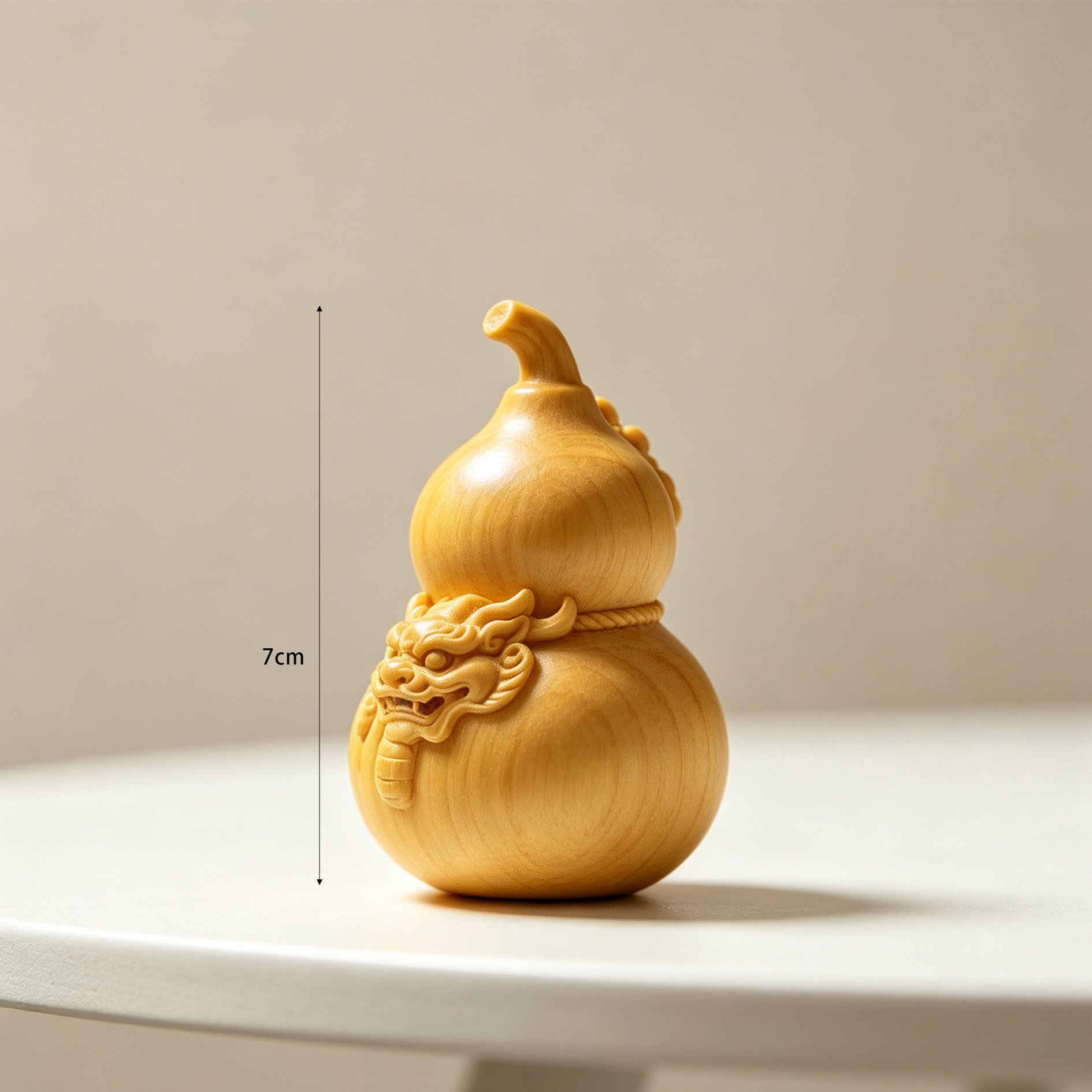 Intricate details of wooden hand-held sculpture