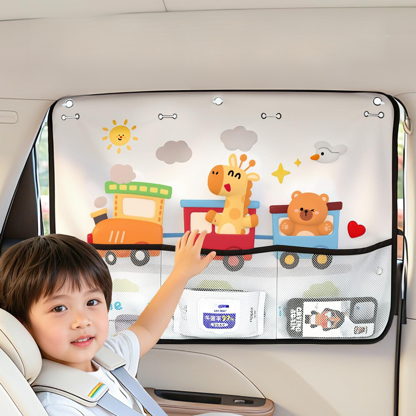 Car Suction Cup Sunshade and Mosquito Net Curtain