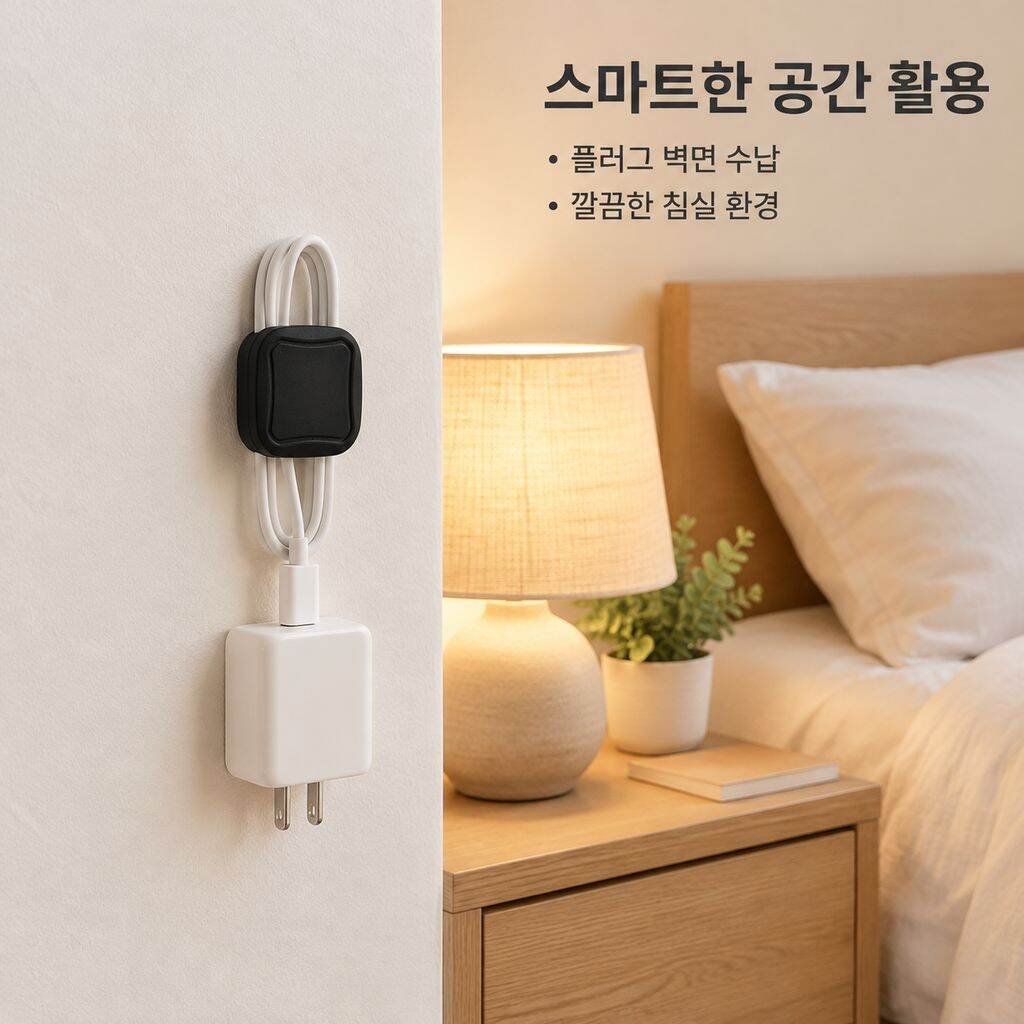 자석식 데스크탑 벽걸이 충전선 정리 고정 클립 플러그 걸이