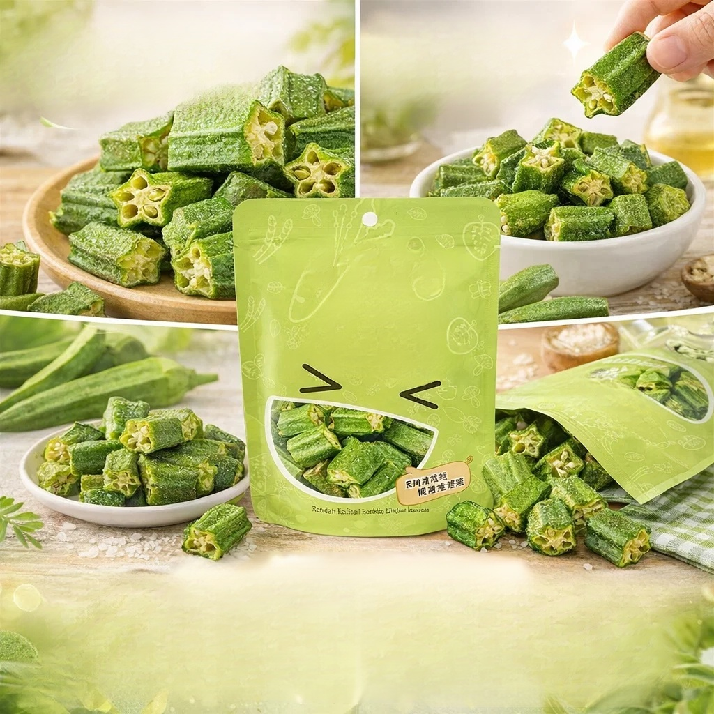 40g dried vegetable snack, dehydrated fruit and vegetable crisps, okra chips