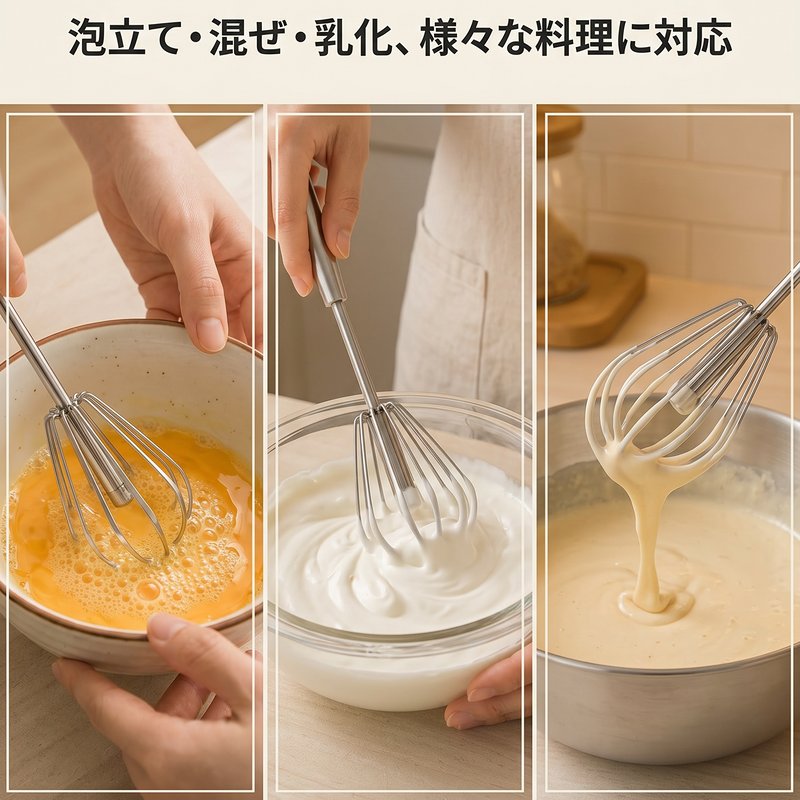 10本ワイヤー手持ち半自動ステンレス泡立て器 ドイツ品質家庭用クリームミキサー