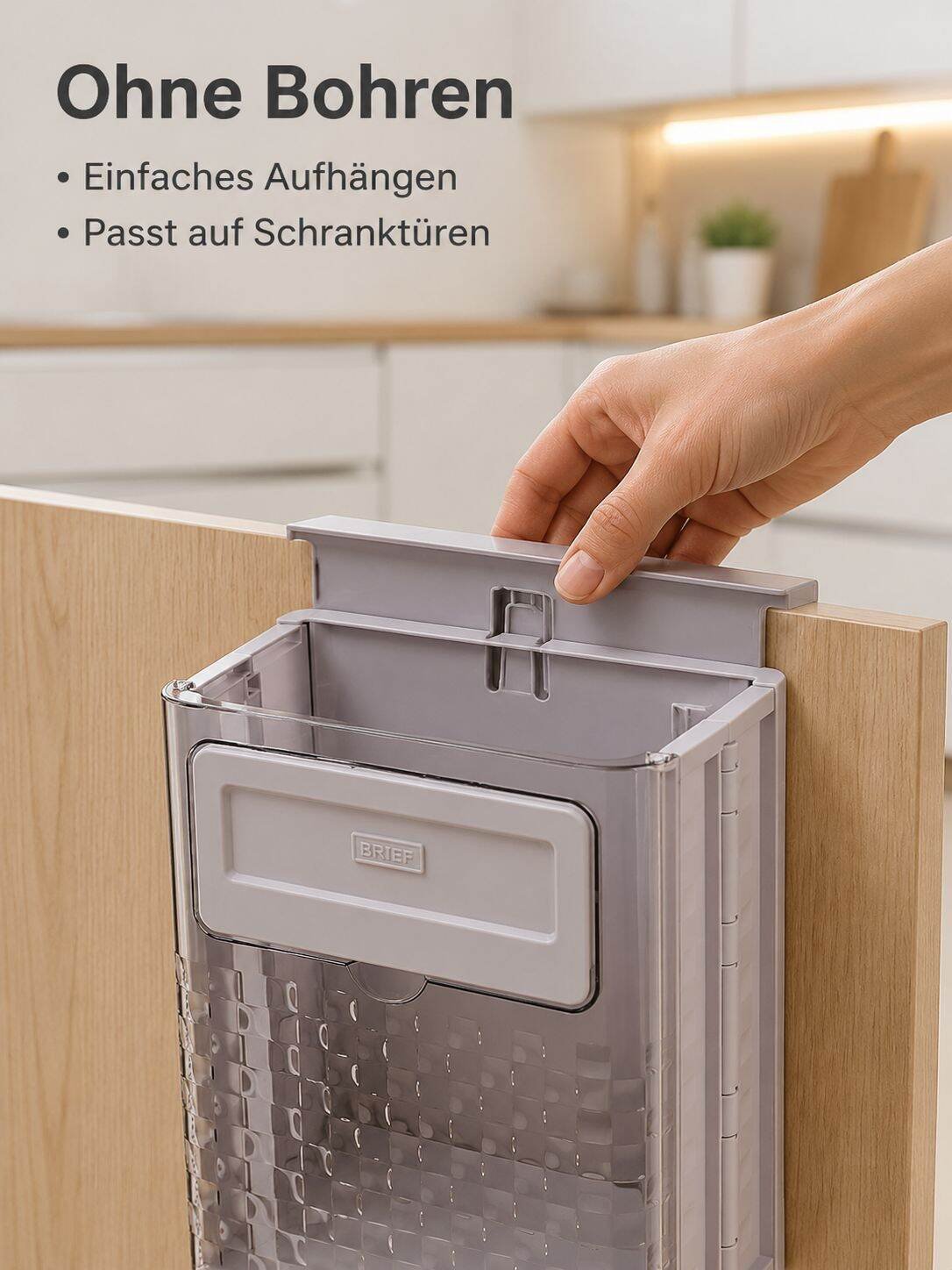 Hochwertiger zusammenklappbarer Mülleimer für die Küche im Haushalt, stanzfreier hängender Mülleimer