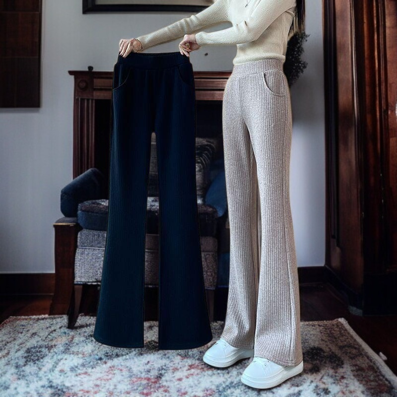 レディース厚手カジュアルフレアパンツ