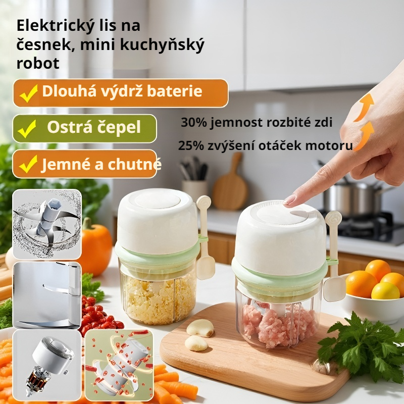 Elektrický mini drtič česneku