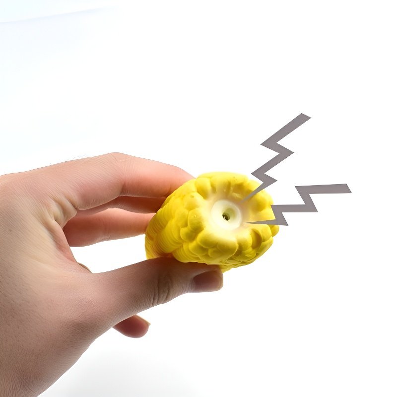 New chew-resistant latex corn-shaped squeaky dog toy