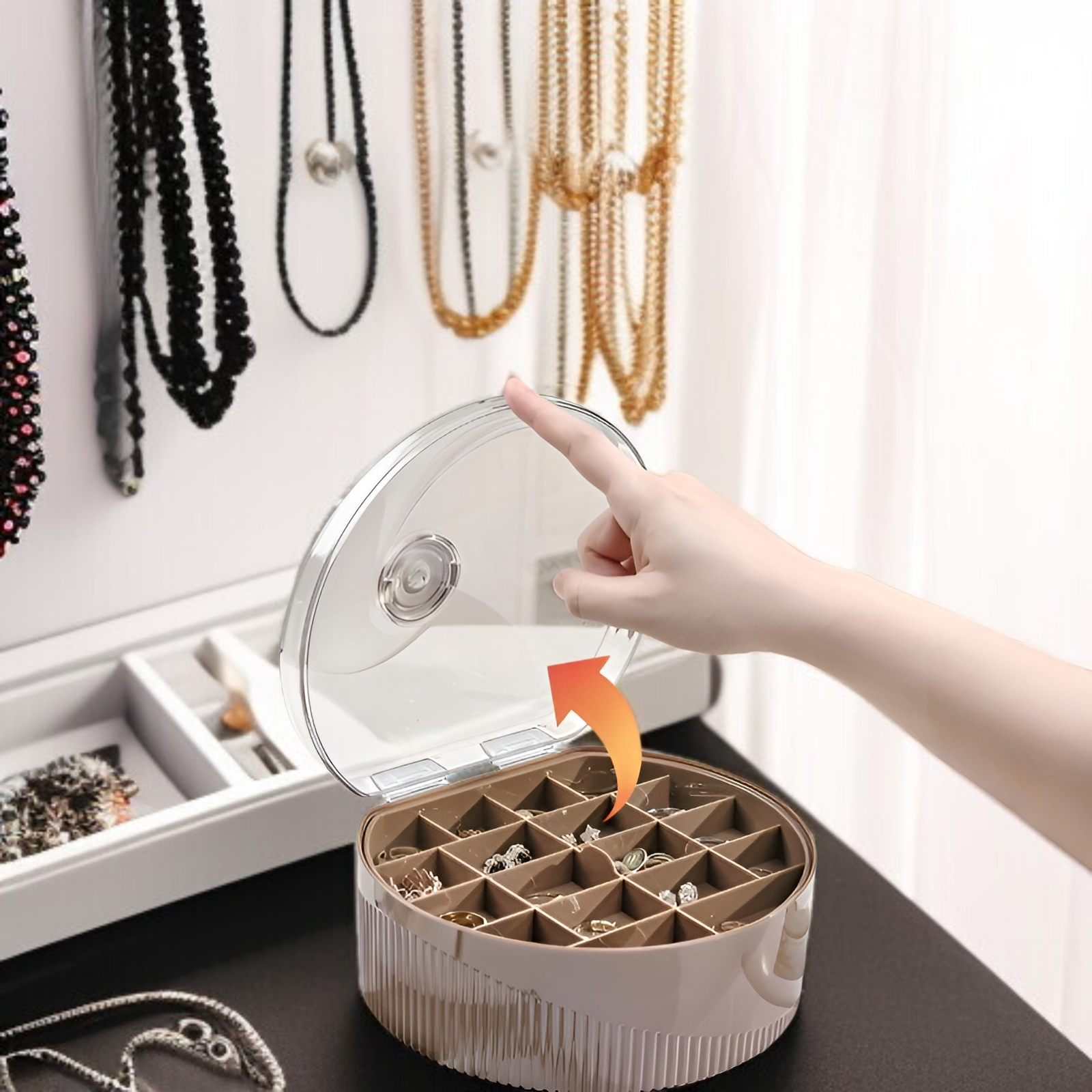 シンプルなジュエリー収納ボックス 軽量 高級 高級 イヤリング イヤリング ネックレス 便利な二層ジュエリーボックス
