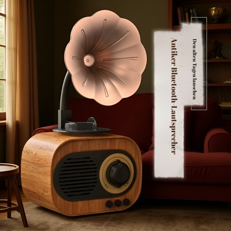 Mini-Phonograph Bluetooth-Lautsprecher tragbares Radio mit USB-Anschluss