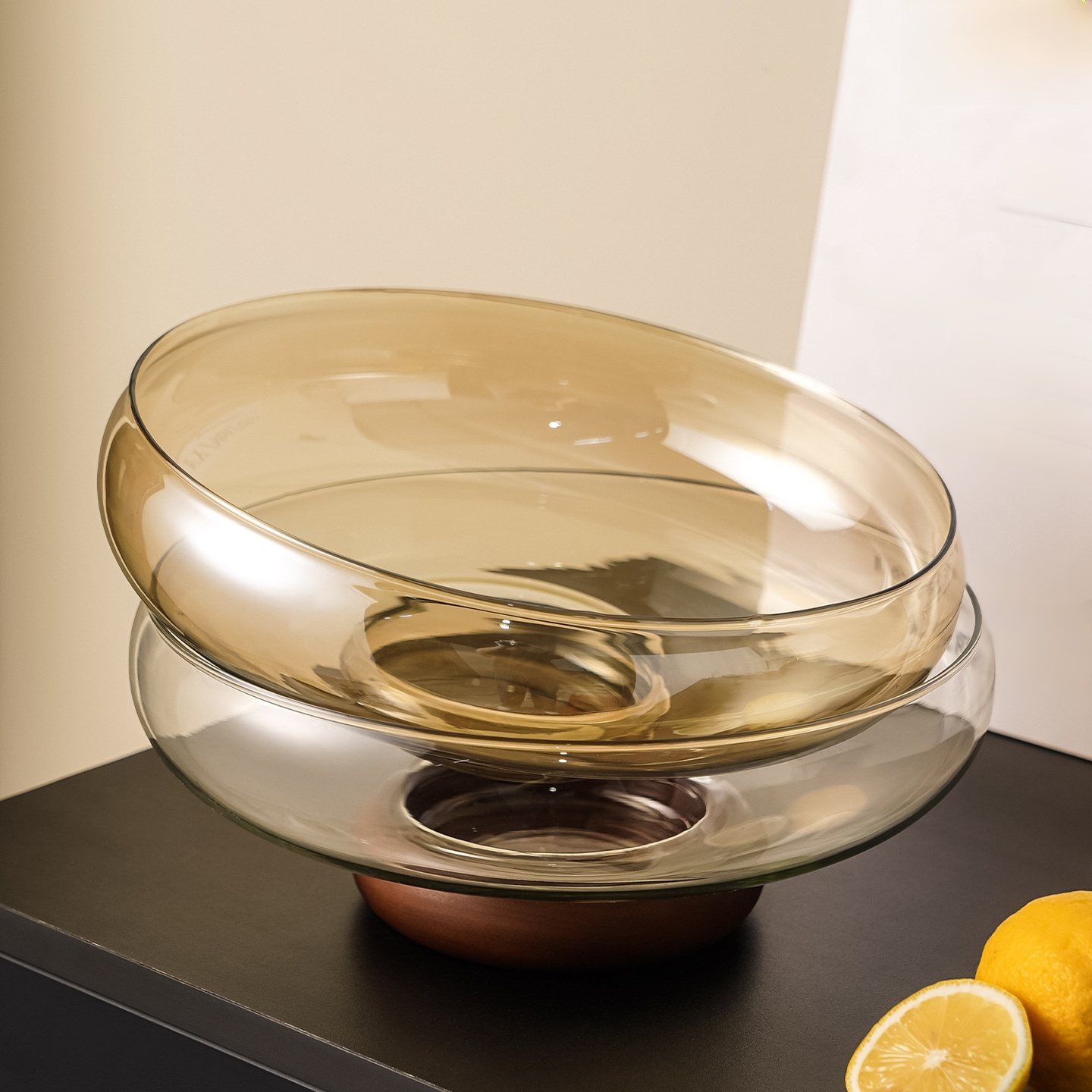 ชามผลไม้แก้วหรูหราสำหรับห้องนั่งเล่น