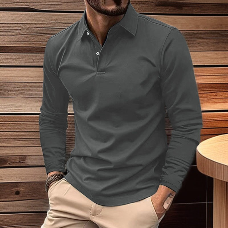 Camisa Deportiva Casual para Hombre con Manga Larga y Cuello