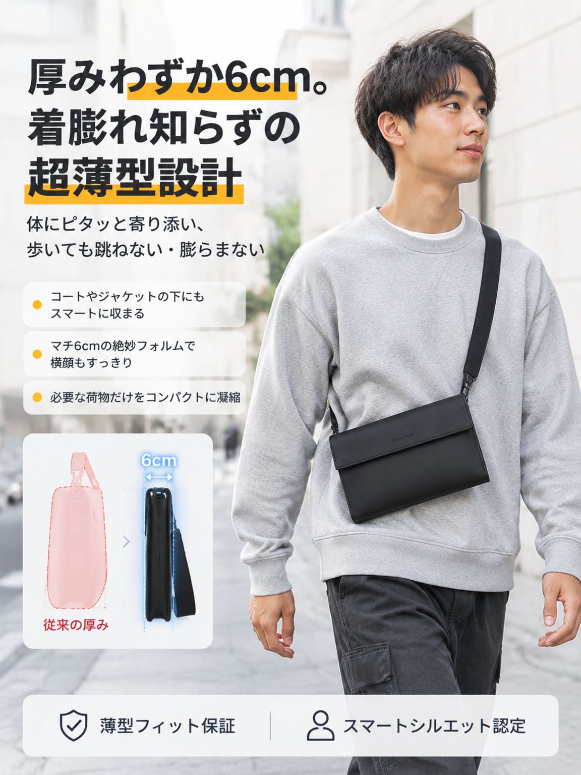 日系トレンドメンズショルダーバッグ