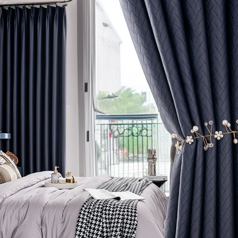 リビングルーム ふくらんだ窓 寝室 遮光カーテン 完全遮光フック 遮光生地カーテン 遮光カーテン生地セット