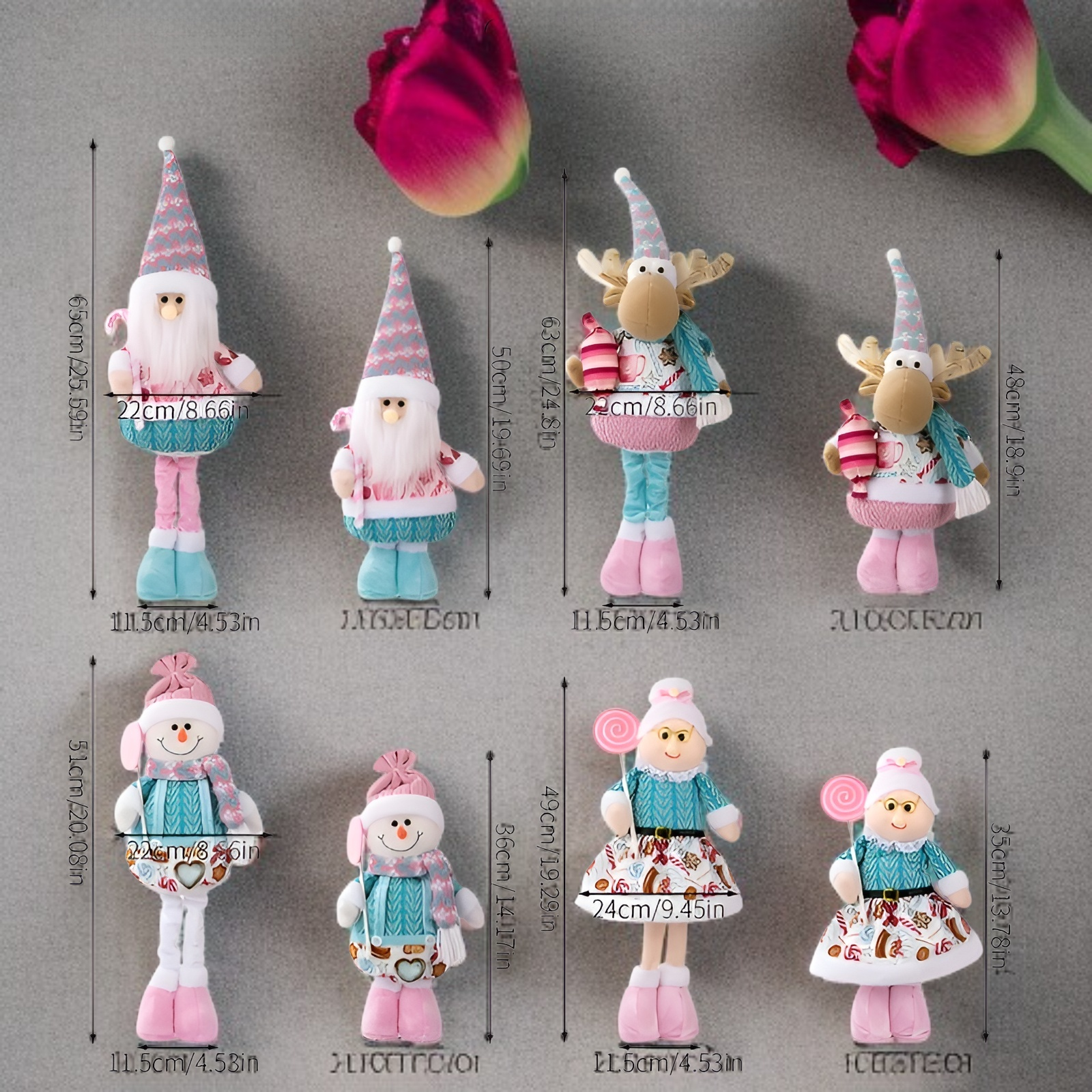 聖誕節裝飾品粉紅聖誕伸縮公仔擺飾聖誕老人雪人櫥窗佈置