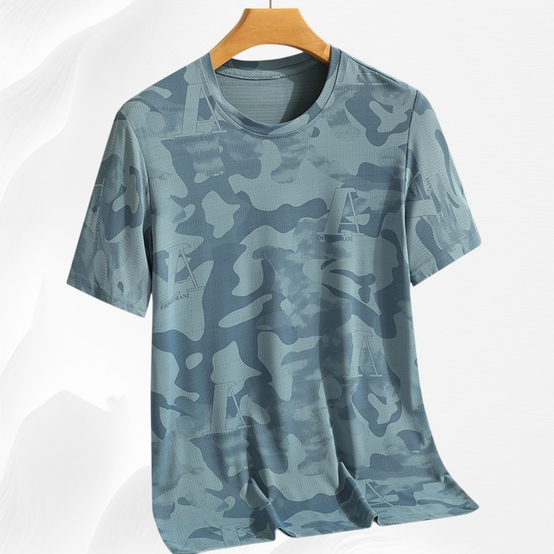  เสื้อยืดผู้ชายฤดูร้อน ผ้าเย็นแห้งเร็ว ทรงหลวม คุณภาพดี