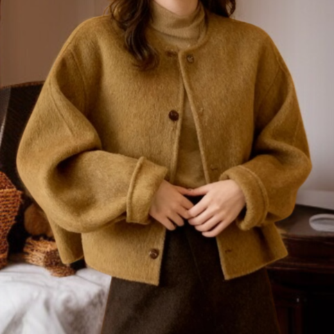 여성 겨울 양면 울 코트 전체 이미지