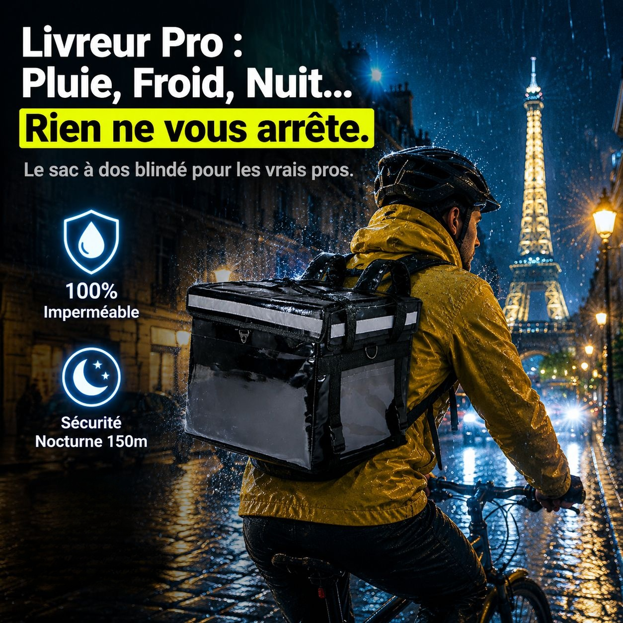 Sac de livraison moto 32L isotherme, grande capacité