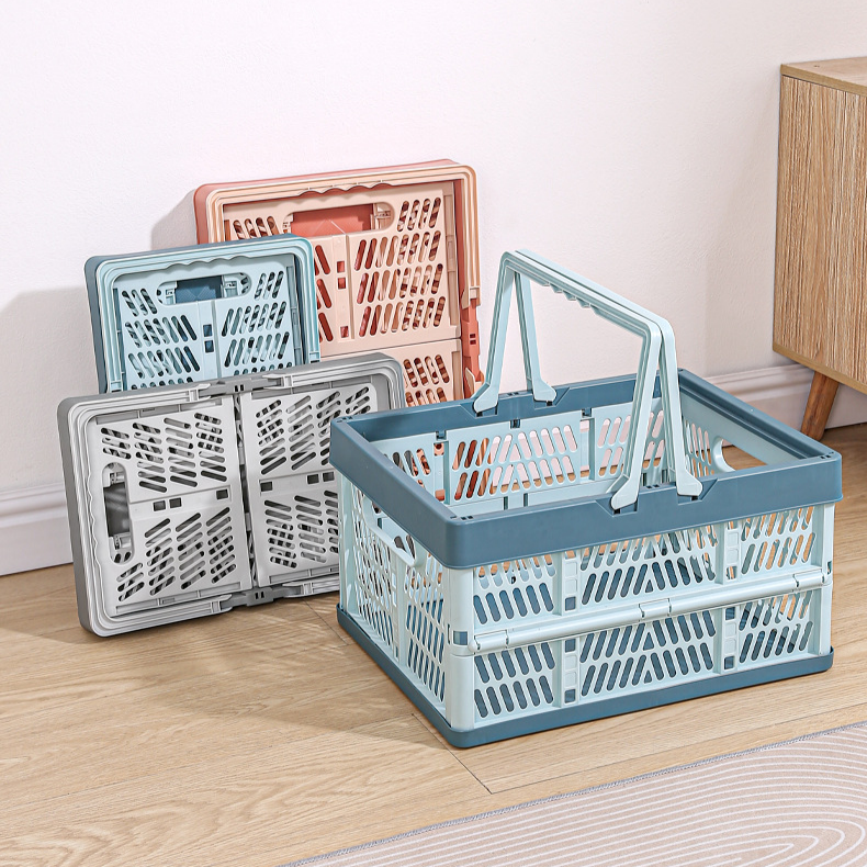 可折疊收納框手提籃 買菜籃 置物收納野餐籃